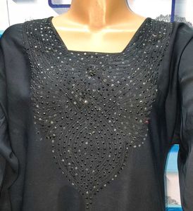 Elegant Black Burqa Embroidery Ethnic Gown