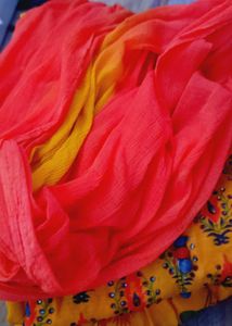 Vibrant Orange layered sharara suit