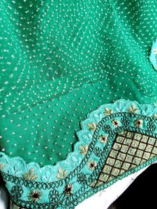 Green net saree with  Blouse