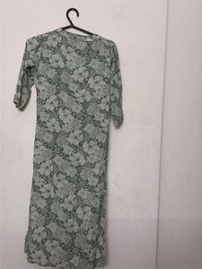 Green Floral Print Kurta