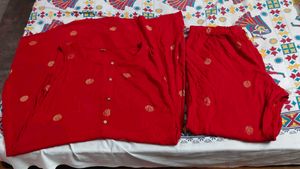 sleeveless Red Kurta Set