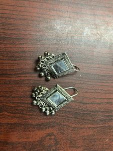 Ethnic oxidised Jhumka Earrings with Mirror