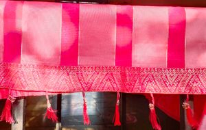 Vibrant Pink Striped Saree
