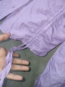 Cute Lavender Ruched Crop Shirt