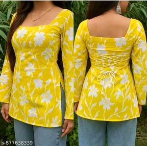 Vibrant Floral Print Kurta with Bell Sleeves