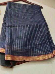 Elegant Blue Checked Saree