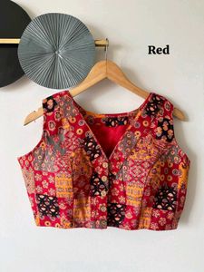 V Neck Patchwork Blouse