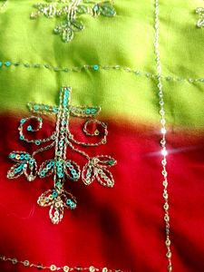 Green pink saree with blouse 44 inch Android