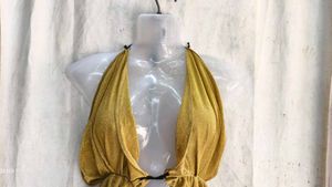 Sparkly Gold Halter Bikini Top