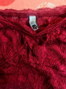 Newme Chic Red Lace Off-Shoulder Top