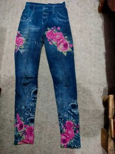 Floral Print Denim Jeggings
