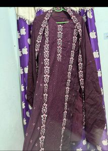Embroidered Purple Kurta Set