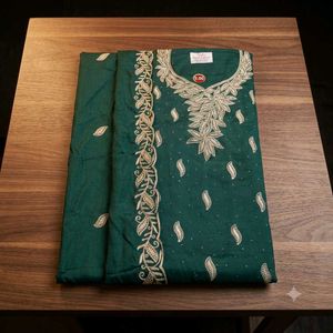 Embroidered Teal Green Kurta Set