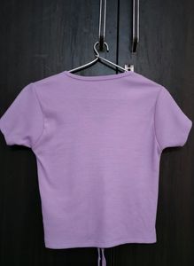 Lavender String Ribbed Top