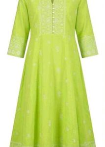 Lime Green Embroidered Anarkali Kurta