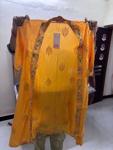 Yellow Floral Print Kurta Set with Palazzo