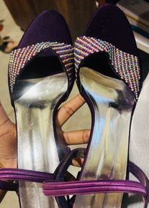 Sparkling Purple Strappy Heels