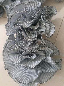 Grey Pleated Fabric Flowers - Craft Supplies