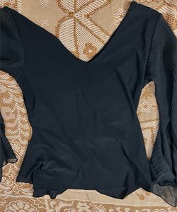 Elegant Black Flare Sleeve Top