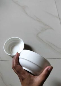 Set of 2 White Ceramic Bowls