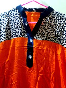 🟠Stylish Orange &amp; Print Kurti