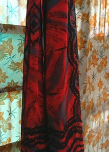 Vibrant Red & Black tie-dyed printed Dupatta