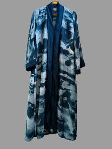 Turquoise colour flowy abaya, in Dubai Nida fabric