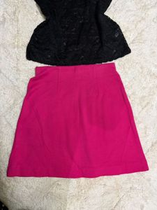 H&amp;M Cerise Mini Skirt with Slit