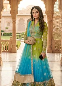 Stunning Green & Blue Ombre Lehenga Choli