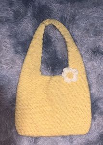 Cute Yellow Crochet Handbag