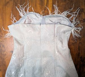Feather Trim Strapless Dress