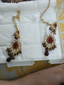 Stunning Red &amp; Gold Kundan Necklace Set