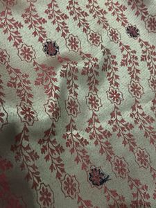 Red Saree with Silver Floral Motifs