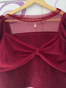 Chic Mesh Bow Crop Top
