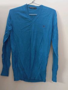 women Blue V-Neck Sweater