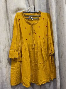 Yellow Kurta with Red Polka Dots