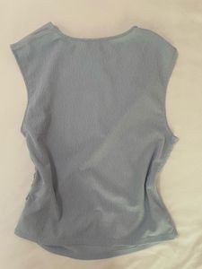 Chic Blue Ruched Sleeveless Top