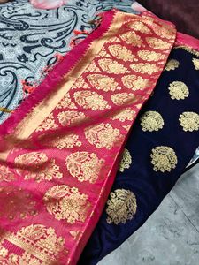 Navy Blue Banarasi Silk Saree