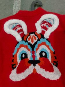 Cute Red Bunny Face Sweater