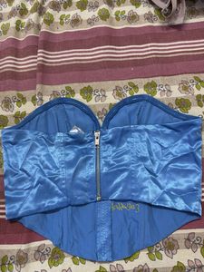 Stunning Blue Satin Corset Top