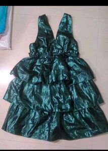 Sparkly Emerald Green Tiered Dress