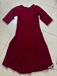Maroon Kurta with Lace Trim