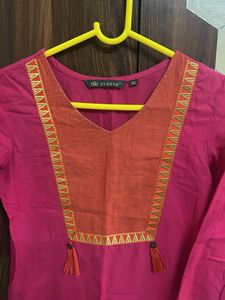 Vibrant Pink Kurta with Tassel Detail