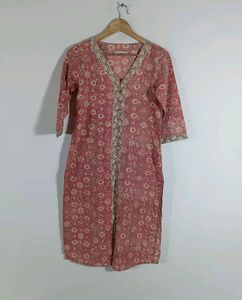Pink floral print kurta