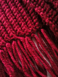 Chunky Knit Red Scarf with Fringe