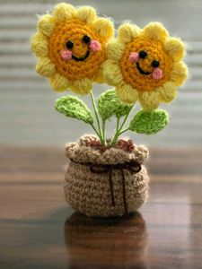 corchet cute sunflower pair