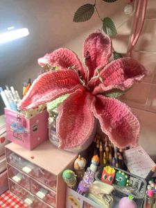Handmade Crochet Pink Lily Flower