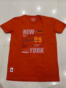 men rust colour tshirt