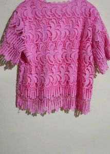 Pink Lace Cropped Top