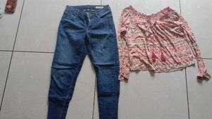 Blue Denim Jeans with top